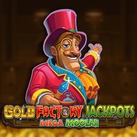 Gold Factory Jackpots Mega Moolah slot visual from Aurum Signature Studios available on festivalplaycasino.ca